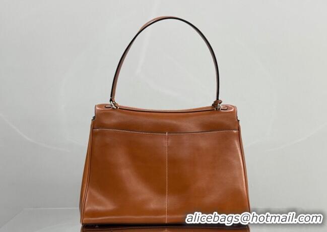 ​Top Design Balenciaga Rodeo Large Handbag in smooth calfskin With aged-silver hardware 78972 tan brown 2025