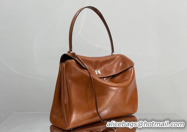 ​Top Design Balenciaga Rodeo Large Handbag in smooth calfskin With aged-silver hardware 78972 tan brown 2025
