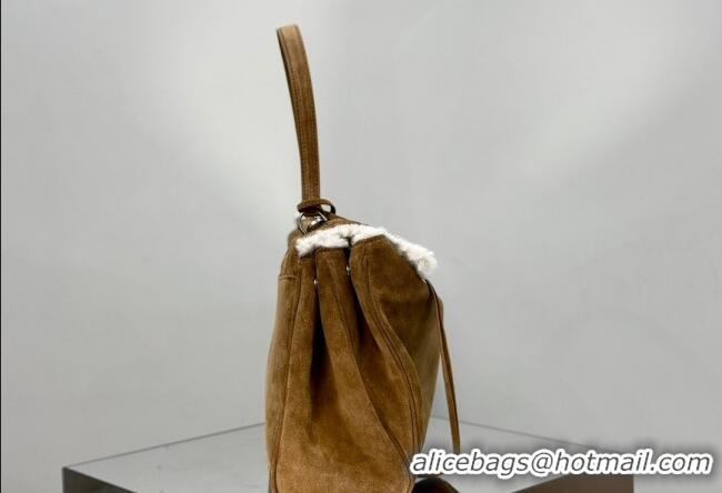 Affordable Price Balenciaga Rodeo Medium Handbag in suede and white fleecel With aged-silver hardware 78972 brown 2025