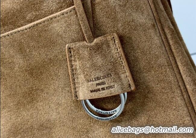 Affordable Price Balenciaga Rodeo Medium Handbag in suede and white fleecel With aged-silver hardware 78972 brown 2025