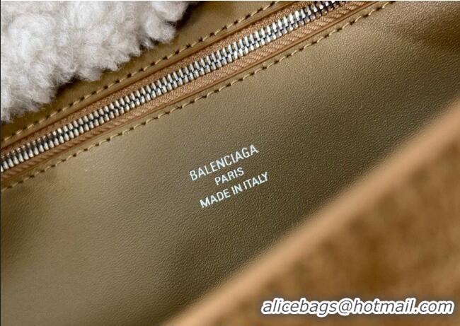 Affordable Price Balenciaga Rodeo Medium Handbag in suede and white fleecel With aged-silver hardware 78972 brown 2025