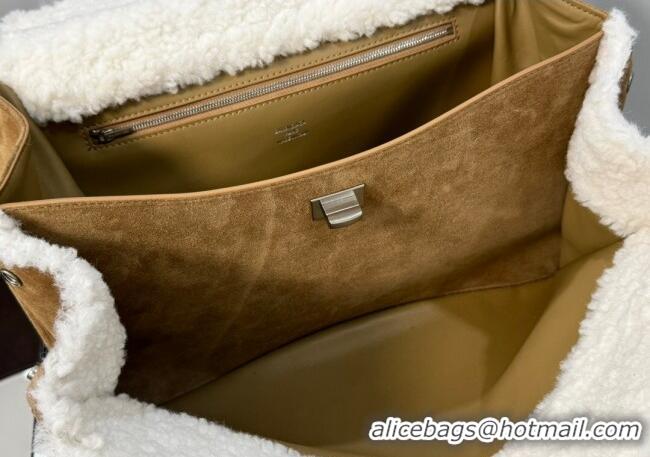 Affordable Price Balenciaga Rodeo Medium Handbag in suede and white fleecel With aged-silver hardware 78972 brown 2025