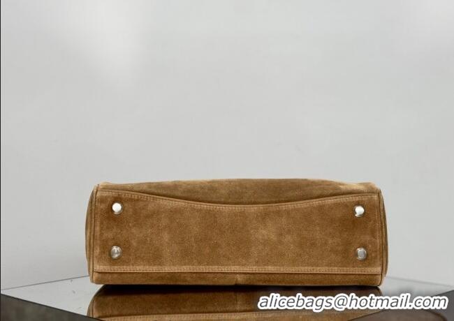 Luxury Discount Balenciaga Rodeo Small Handbag in suede and white fleecel With aged-silver hardware 78972 brown 2025