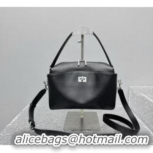 Unique Grade Balenciaga Mens Rodeo Camera Bag in smooth calfskin, aged-silver hardware 20134 black 2025