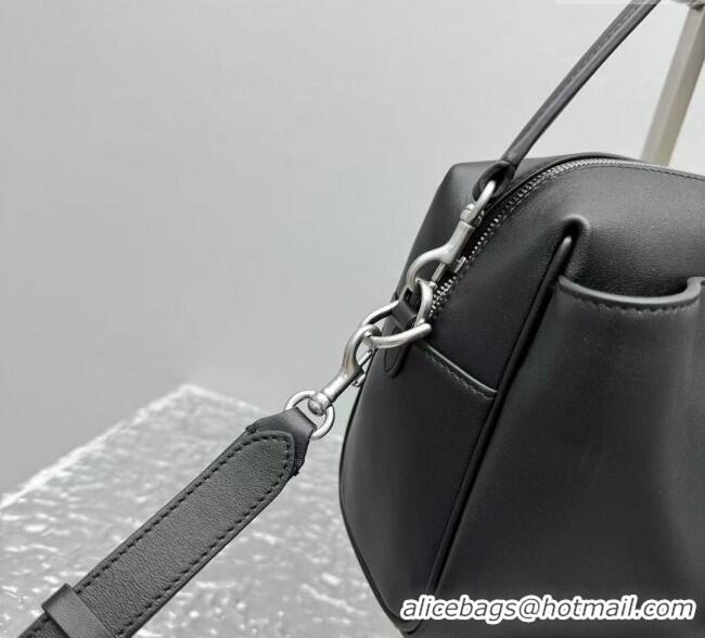 Unique Grade Balenciaga Mens Rodeo Camera Bag in smooth calfskin, aged-silver hardware 20134 black 2025