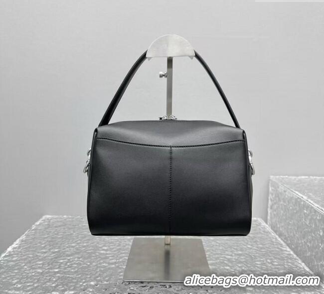 Unique Grade Balenciaga Mens Rodeo Camera Bag in smooth calfskin, aged-silver hardware 20134 black 2025