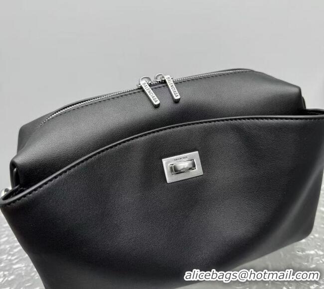 Unique Grade Balenciaga Mens Rodeo Camera Bag in smooth calfskin, aged-silver hardware 20134 black 2025