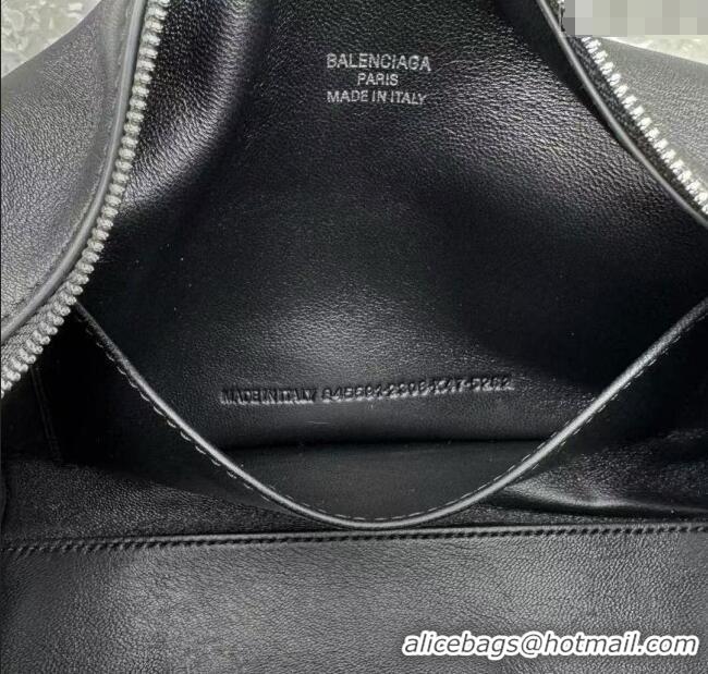 Unique Grade Balenciaga Mens Rodeo Camera Bag in smooth calfskin, aged-silver hardware 20134 black 2025