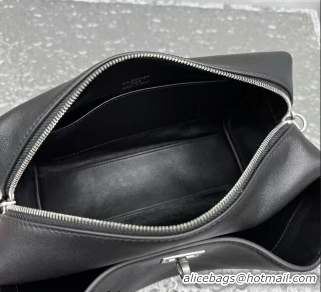 Unique Grade Balenciaga Mens Rodeo Camera Bag in smooth calfskin, aged-silver hardware 20134 black 2025