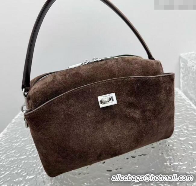 Discount Balenciaga Mens Rodeo Camera Bag in suede With aged-silver hardware 20135 Brown 2025
