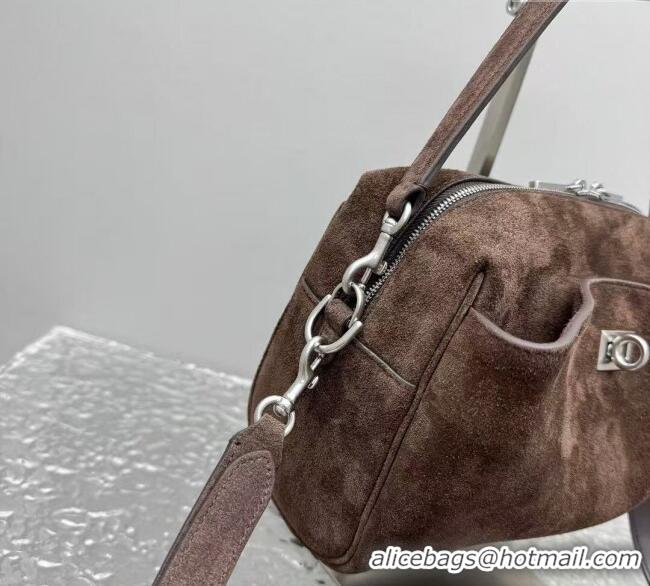 Discount Balenciaga Mens Rodeo Camera Bag in suede With aged-silver hardware 20135 Brown 2025