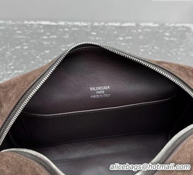 Discount Balenciaga Mens Rodeo Camera Bag in suede With aged-silver hardware 20135 Brown 2025