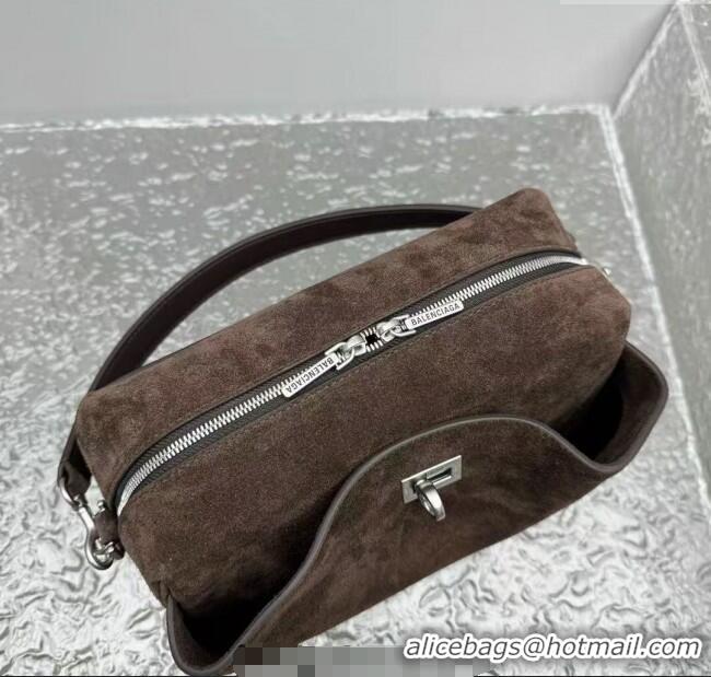 Discount Balenciaga Mens Rodeo Camera Bag in suede With aged-silver hardware 20135 Brown 2025