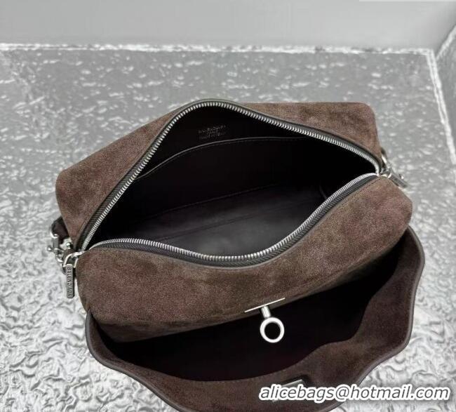 Discount Balenciaga Mens Rodeo Camera Bag in suede With aged-silver hardware 20135 Brown 2025