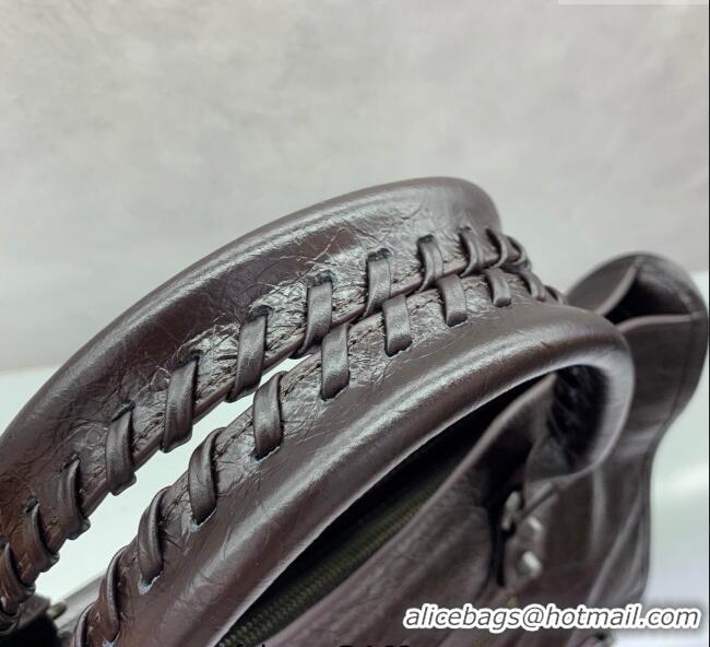 Top Quality Balenciaga Le City Medium Bag in Arena Storico lambskin 1120 Coffee Brown 2025