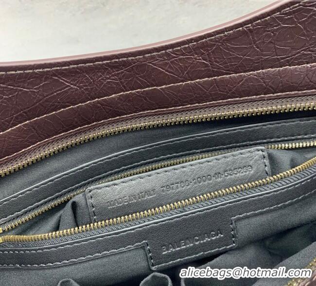 Top Quality Balenciaga Le City Medium Bag in Arena Storico lambskin 1120 Coffee Brown 2025