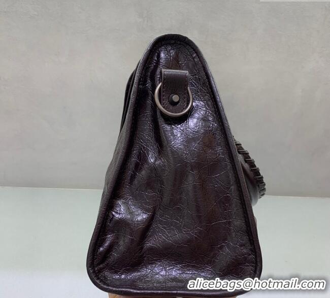 Top Quality Balenciaga Le City Medium Bag in Arena Storico lambskin 1120 Coffee Brown 2025