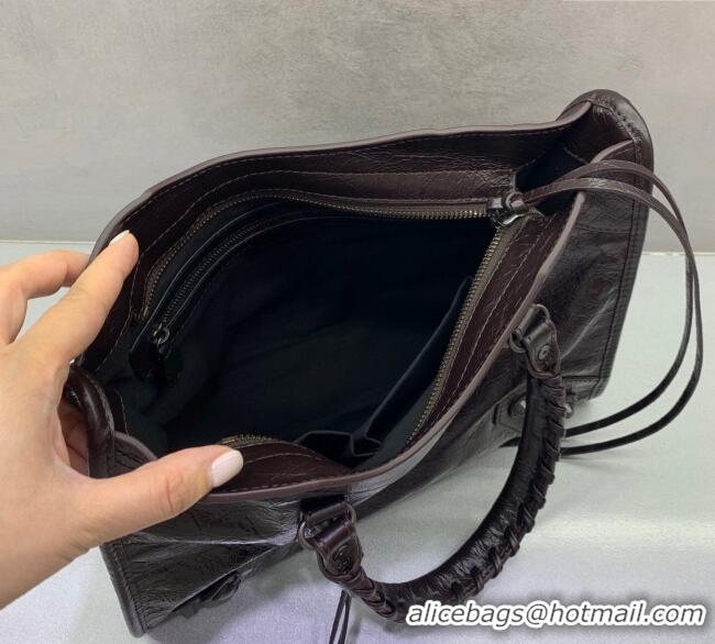 Grade Quality Balenciaga Le City Small Bag in Arena Storico lambskin 1120 Coffee 2025