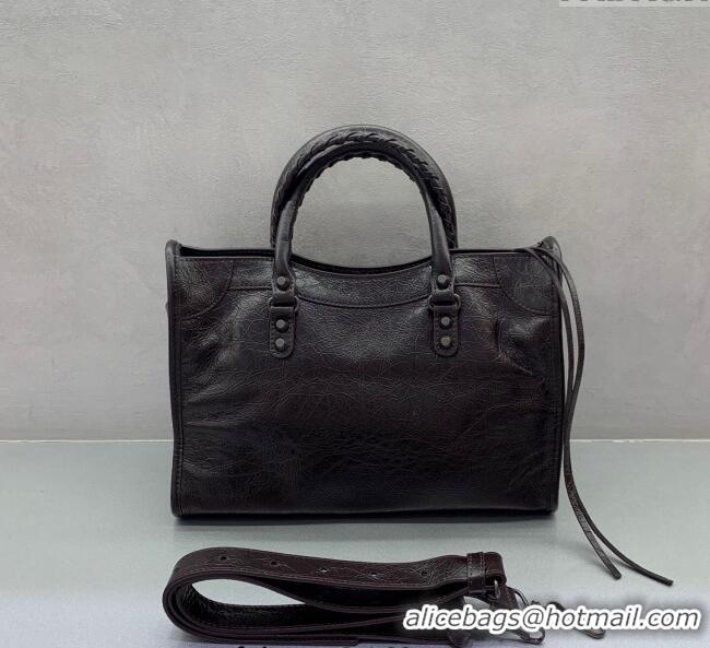 Grade Quality Balenciaga Le City Small Bag in Arena Storico lambskin 1120 Coffee 2025