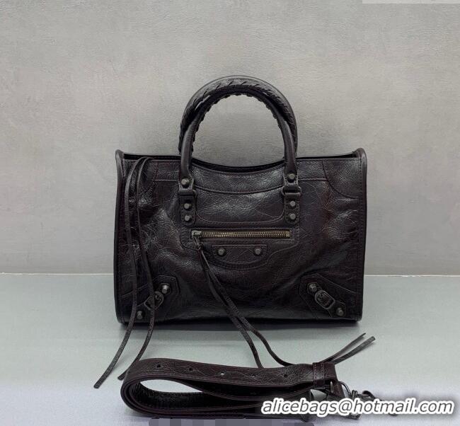 Grade Quality Balenciaga Le City Small Bag in Arena Storico lambskin 1120 Coffee 2025
