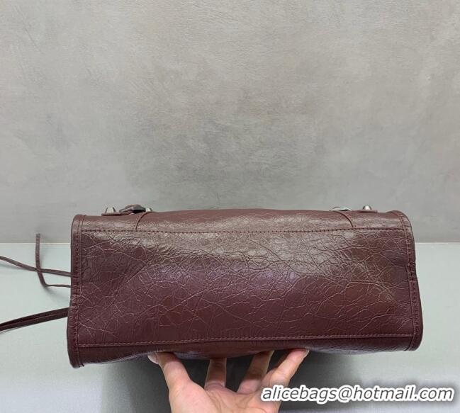 Best Price Balenciaga Le City Small Bag in Arena Storico lambskin 0925 Burgundy 2025