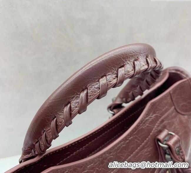 Best Price Balenciaga Le City Small Bag in Arena Storico lambskin 0925 Burgundy 2025