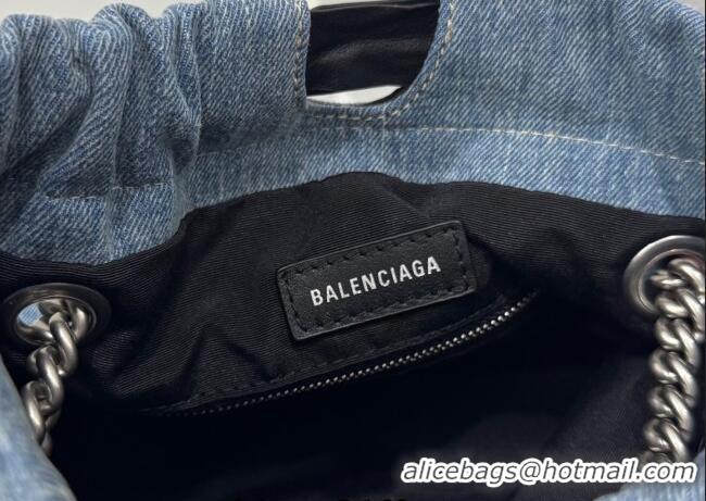 Grade Promotional Balenciaga Small Crush Tote Bag 742941 Denim Blue 2025