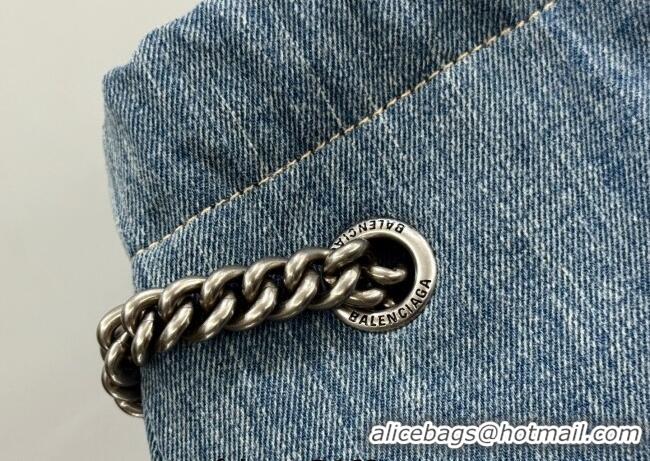 Grade Promotional Balenciaga Small Crush Tote Bag 742941 Denim Blue 2025