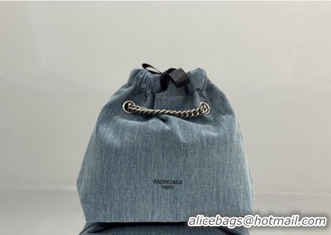 Grade Promotional Balenciaga Small Crush Tote Bag 742941 Denim Blue 2025