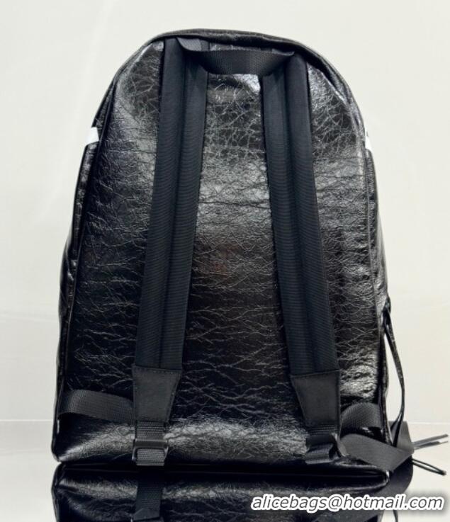 Top Quality Balenciaga Explorer Backpack Bag in Arena Lambskin with Letters Print 20142 Black 2025