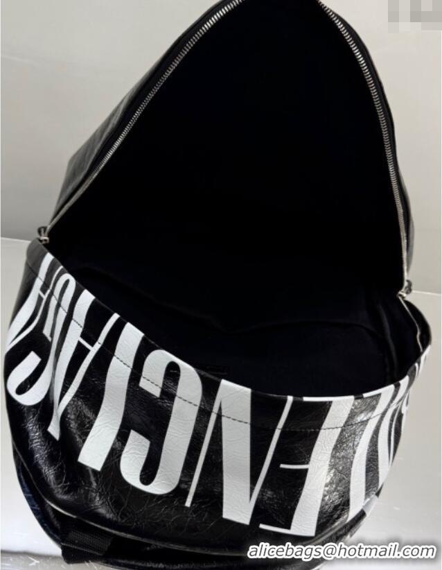 Top Quality Balenciaga Explorer Backpack Bag in Arena Lambskin with Letters Print 20142 Black 2025