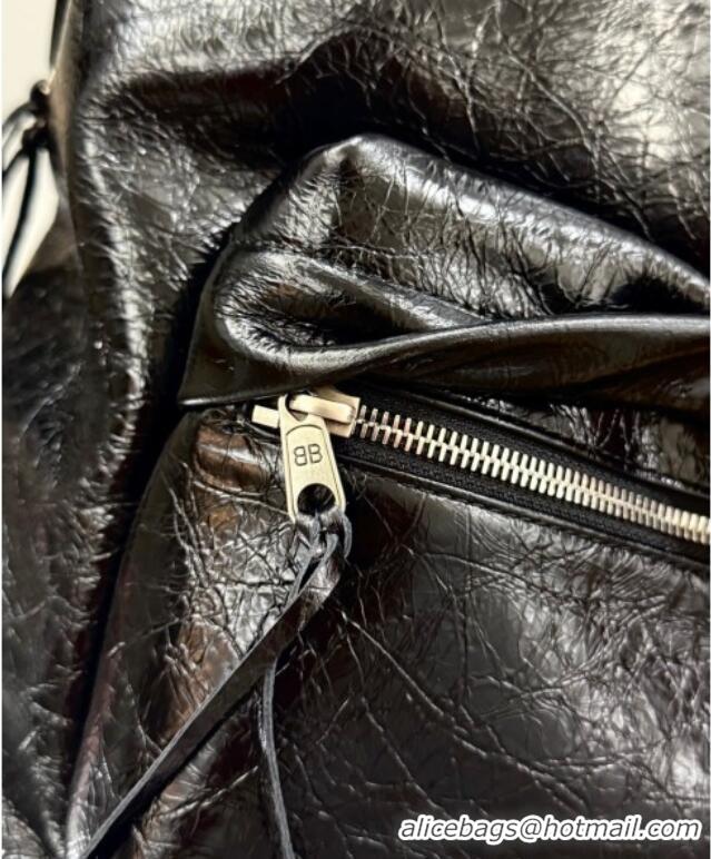Top Quality Balenciaga Explorer Backpack Bag in Arena Lambskin with Letters Print 20142 Black 2025