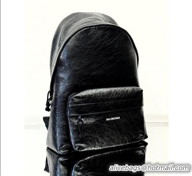 Unique Grade Balenciaga Explorer Backpack Bag in Arena Lambskin 20142 Black 2025