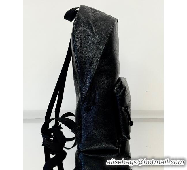 Unique Grade Balenciaga Explorer Backpack Bag in Arena Lambskin 20142 Black 2025