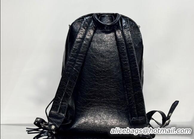 Super Quality Balenciaga Le Cagole Backpack Bag in calfskin leather With aged-silver hardware 20144 Black 2025