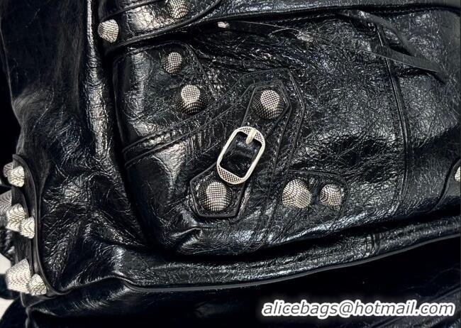 Super Quality Balenciaga Le Cagole Backpack Bag in calfskin leather With aged-silver hardware 20144 Black 2025