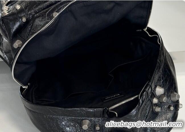 Super Quality Balenciaga Le Cagole Backpack Bag in calfskin leather With aged-silver hardware 20144 Black 2025