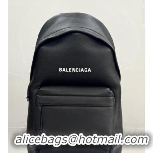 New Fashion Balenciaga Everyday Backpack Bag in Litchee Grained Leather 4105A Black 2025