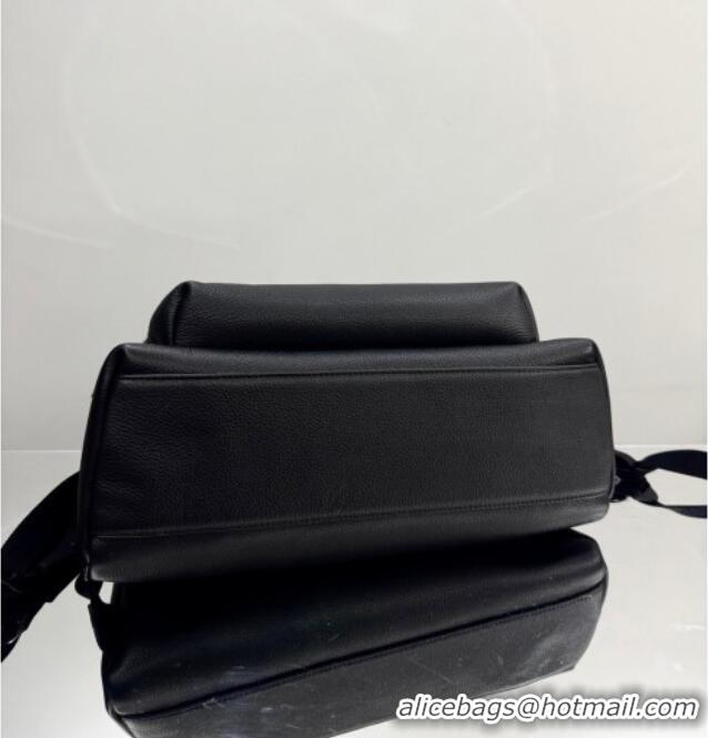 New Fashion Balenciaga Everyday Backpack Bag in Litchee Grained Leather 4105A Black 2025