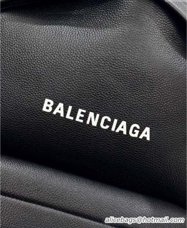 New Fashion Balenciaga Everyday Backpack Bag in Litchee Grained Leather 4105A Black 2025