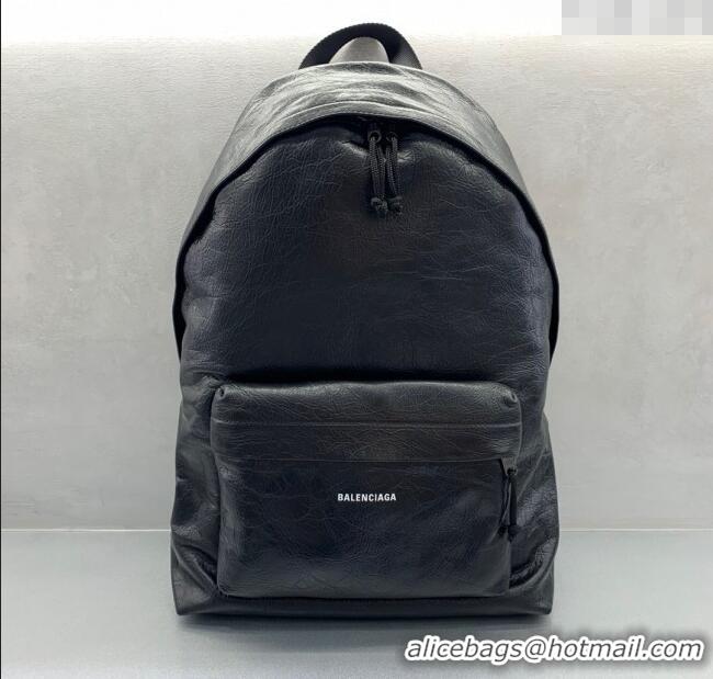 New Fashion Balenciaga Calfskin Leather Backpack Bag 1120 Black 2025