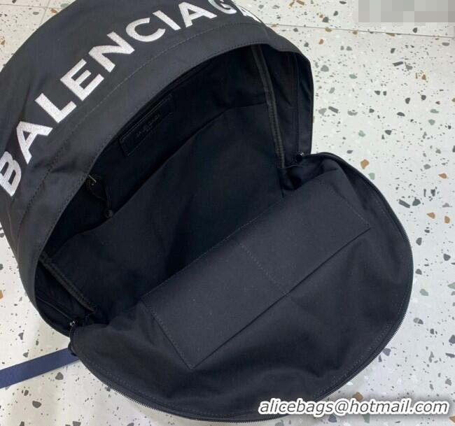 Famous Brand Balenciaga Explorer Fabric Backpack Bag with Signature 20156 Black/Blue 2025