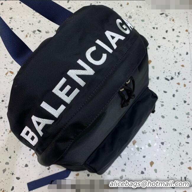 Famous Brand Balenciaga Explorer Fabric Backpack Bag with Signature 20156 Black/Blue 2025