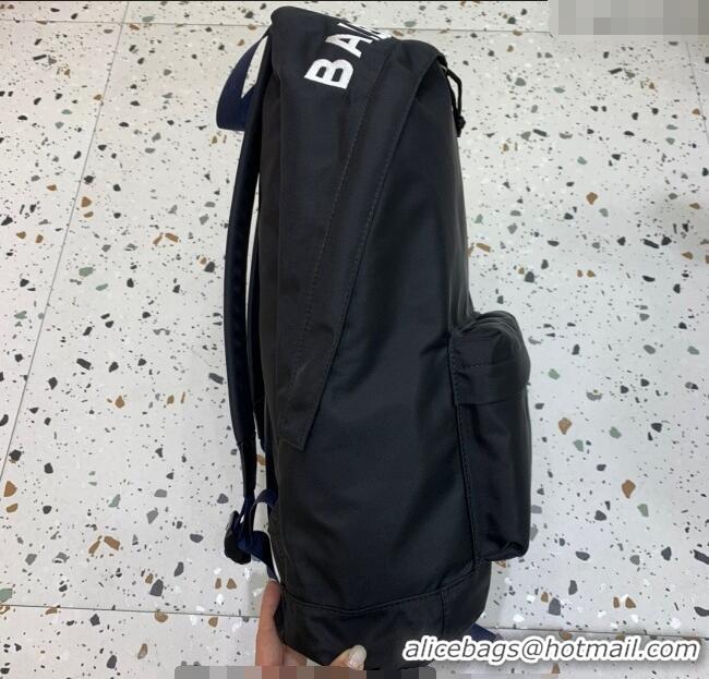 Famous Brand Balenciaga Explorer Fabric Backpack Bag with Signature 20156 Black/Blue 2025