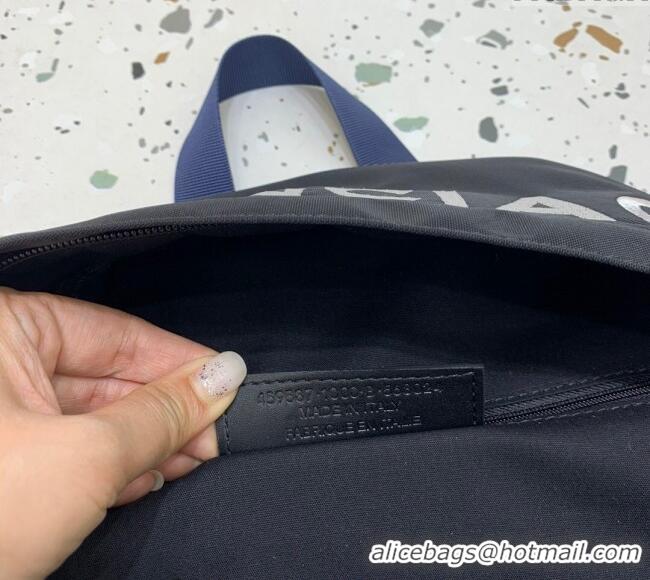 Famous Brand Balenciaga Explorer Fabric Backpack Bag with Signature 20156 Black/Blue 2025