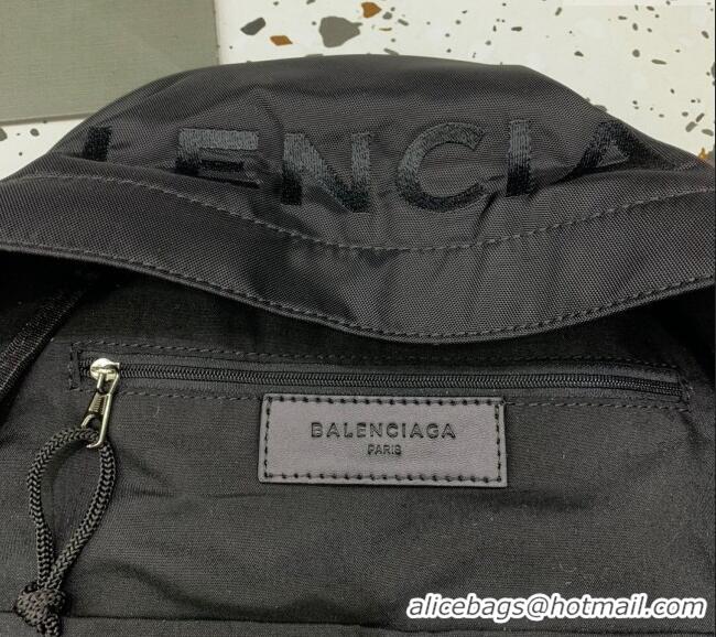 Top Grade Balenciaga Explorer Fabric Backpack Bag with Signature 20156 Black/Silver 2025