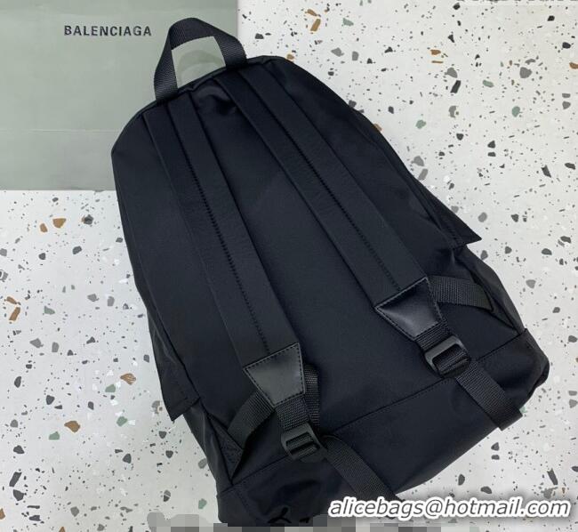 Top Grade Balenciaga Explorer Fabric Backpack Bag with Signature 20156 Black/Silver 2025