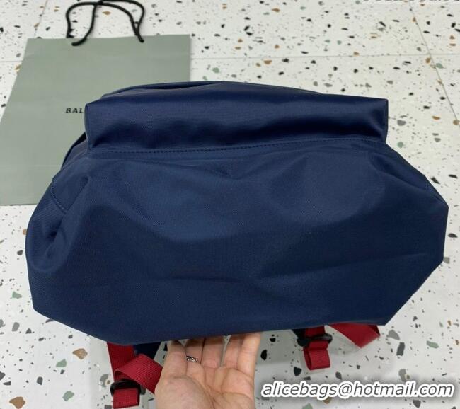 Most Popular Balenciaga Explorer Fabric Backpack Bag with Signature 20156 Navy Blue 2025