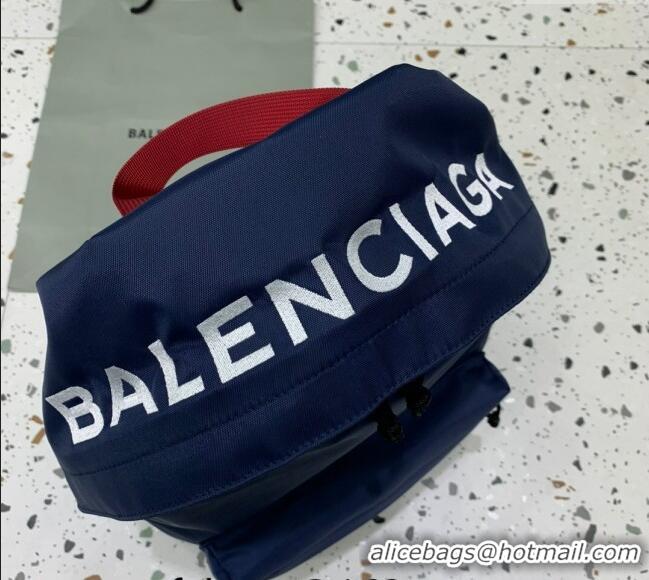 Most Popular Balenciaga Explorer Fabric Backpack Bag with Signature 20156 Navy Blue 2025