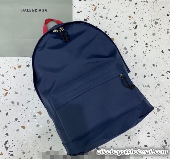 Most Popular Balenciaga Explorer Fabric Backpack Bag with Signature 20156 Navy Blue 2025